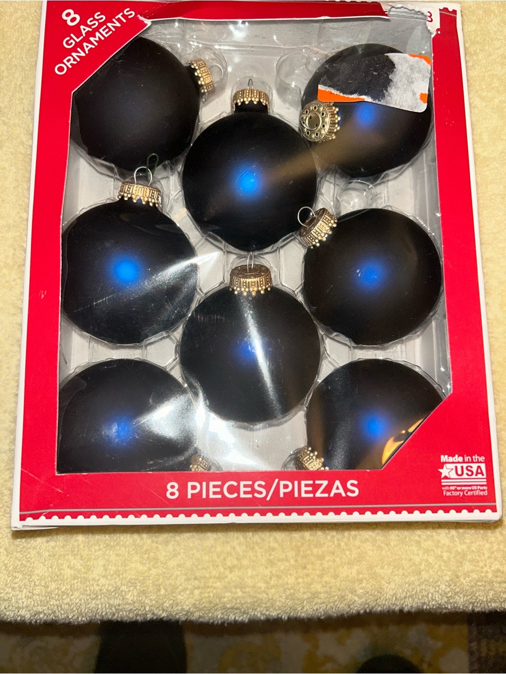 Unbranded Black Glass Holiday Ornaments - Set of 8